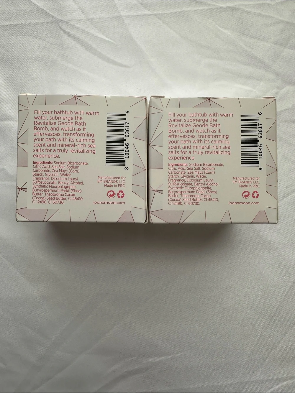 Joon x Moon Revitalize Geode Bath Bomb Set of 2 Pink Glitter Sea Salt 3.7 oz NIB